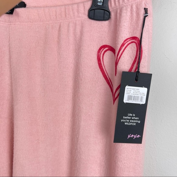 NWT WILDFOX Sketchy Heart Pink Sweatpants Joggers - Picture 6 of 13